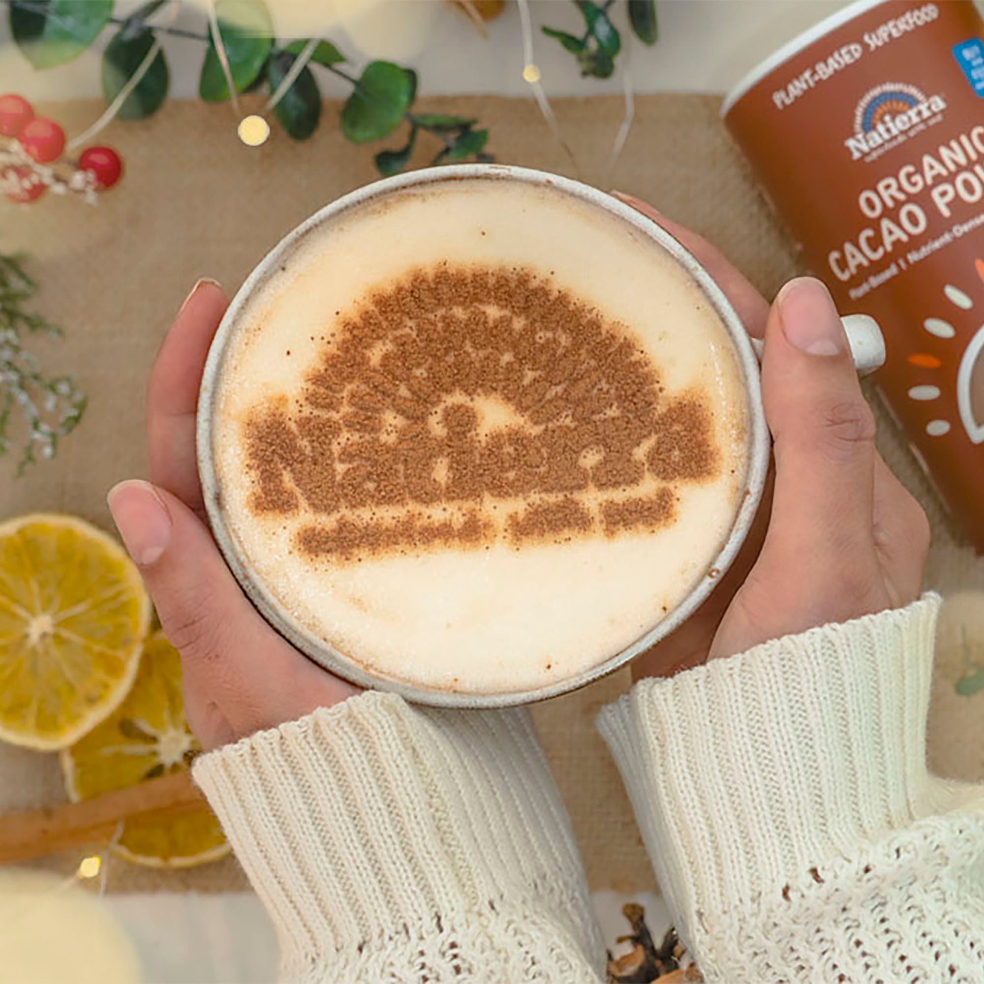 Recipe of hot chocolate with Natierra Organic Cacao Powder