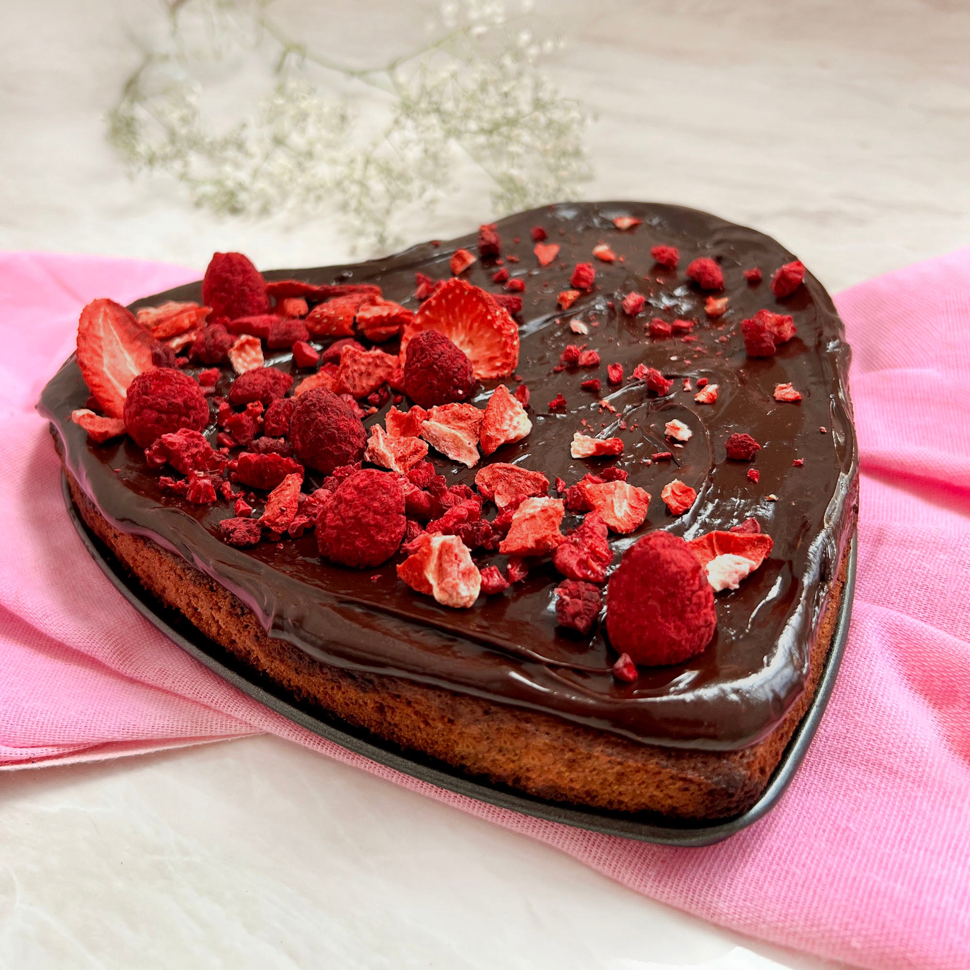 Brownie with Organic Freeze Dried Strawberries Raspberries