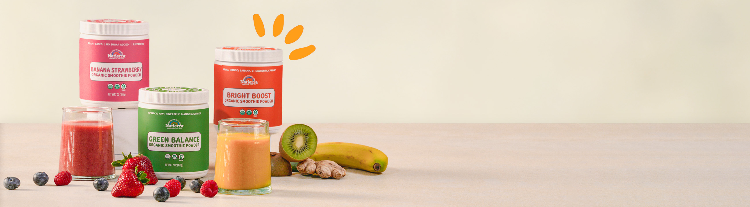 Organic smoothies and fresh fruit