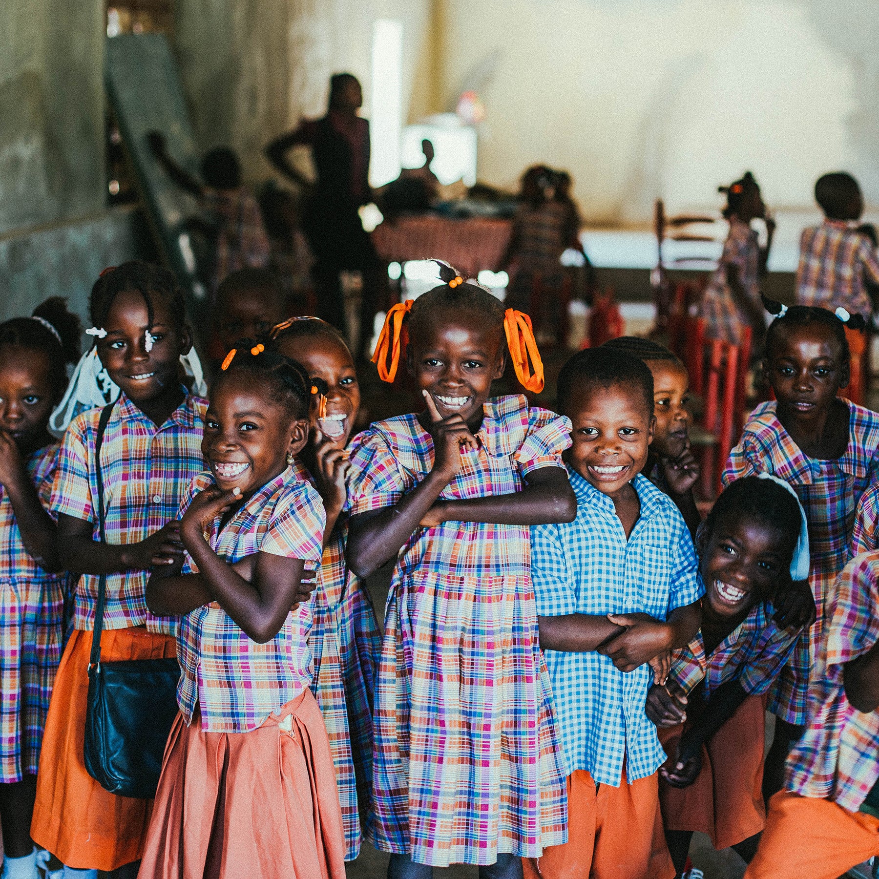 Kids at school smiling for picture