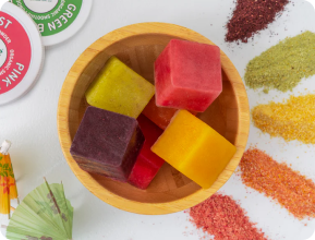Fruit ice cubes made out of smoothie powders