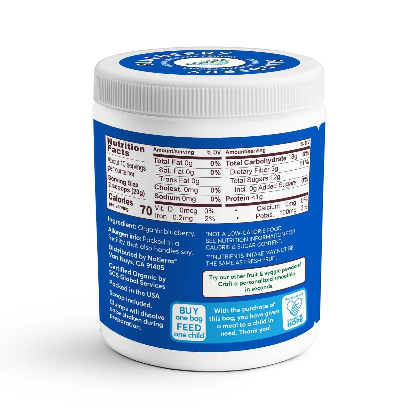 Natierra Blueberry Organic Smoothie 7oz nutrition facts and ingredients