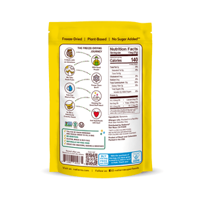 Natierra Freeze-Dried Bananas bag with Nutrition facts, journey and main product claims thumbnail
