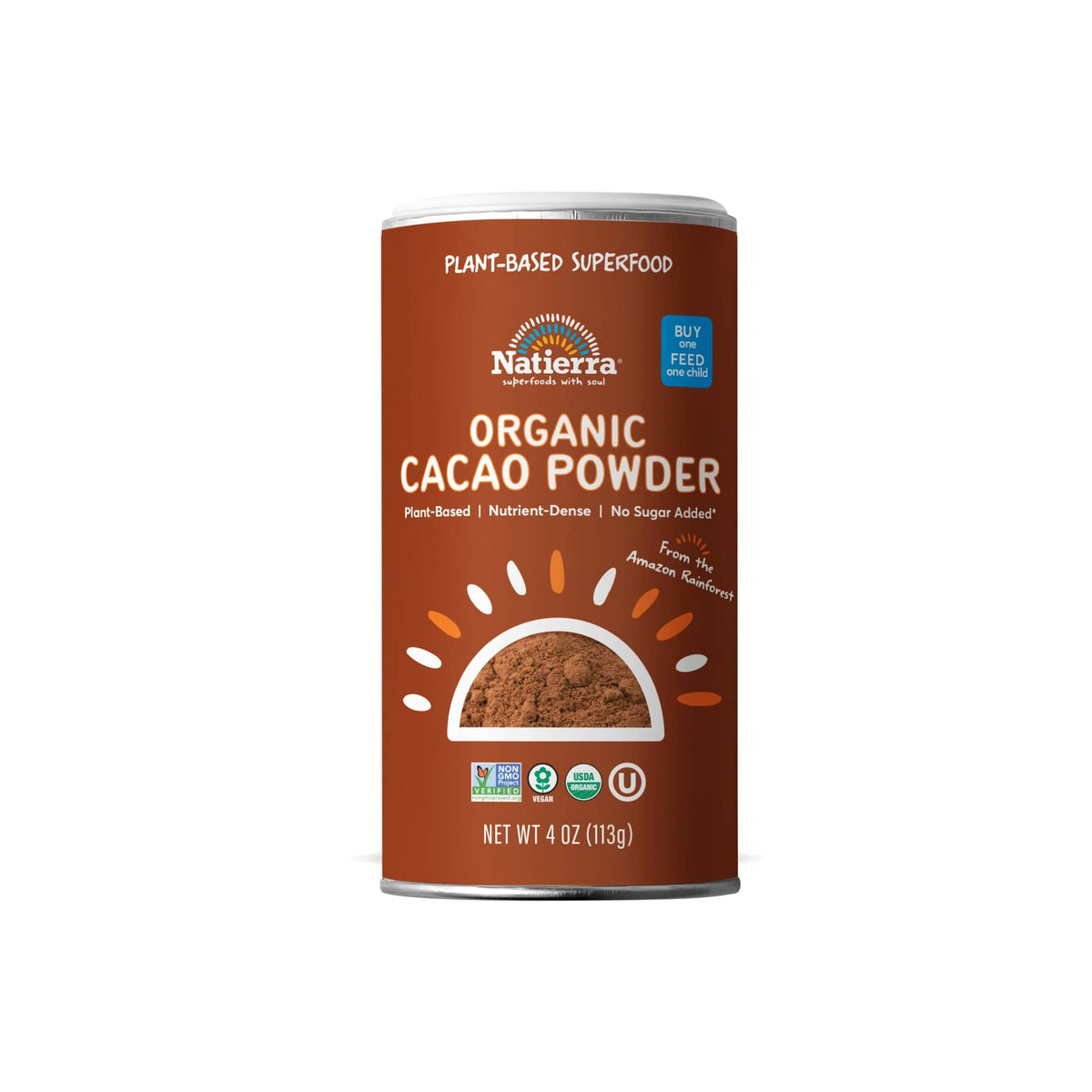 Cacao shaker packaging with white background