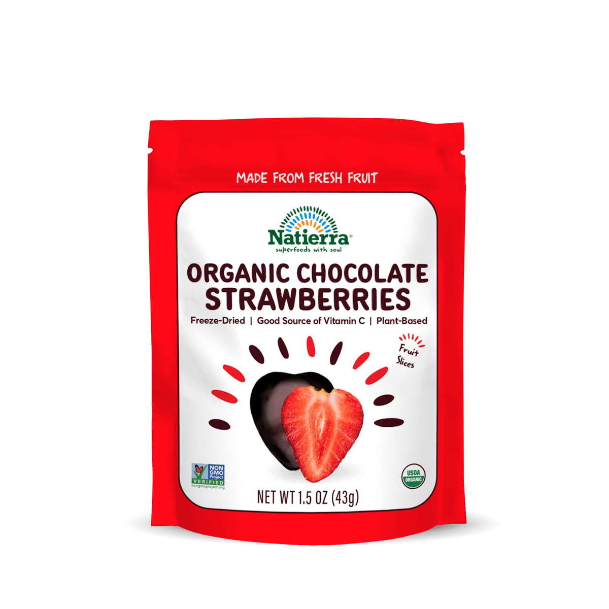 Natierra Organic Dark Chocolate Strawberry Slices 1.5 oz bag