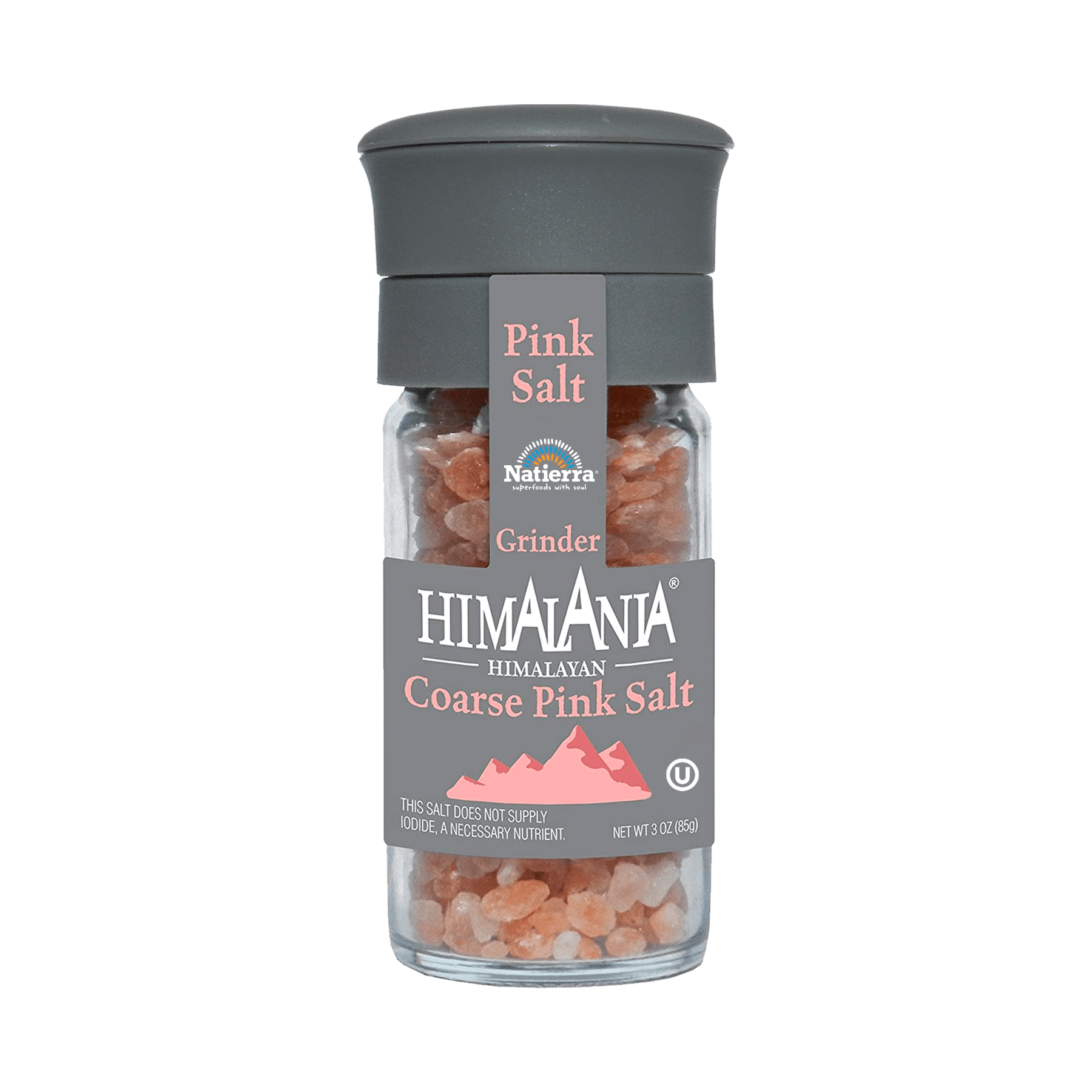 Natierra Himalania Coarse Pink Salt 3 oz grinder