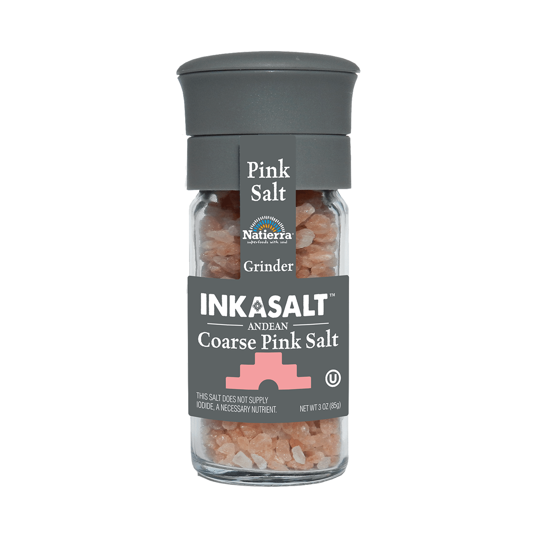 Natierra InkaSalt Coarse Pink Salt 3 oz grinder