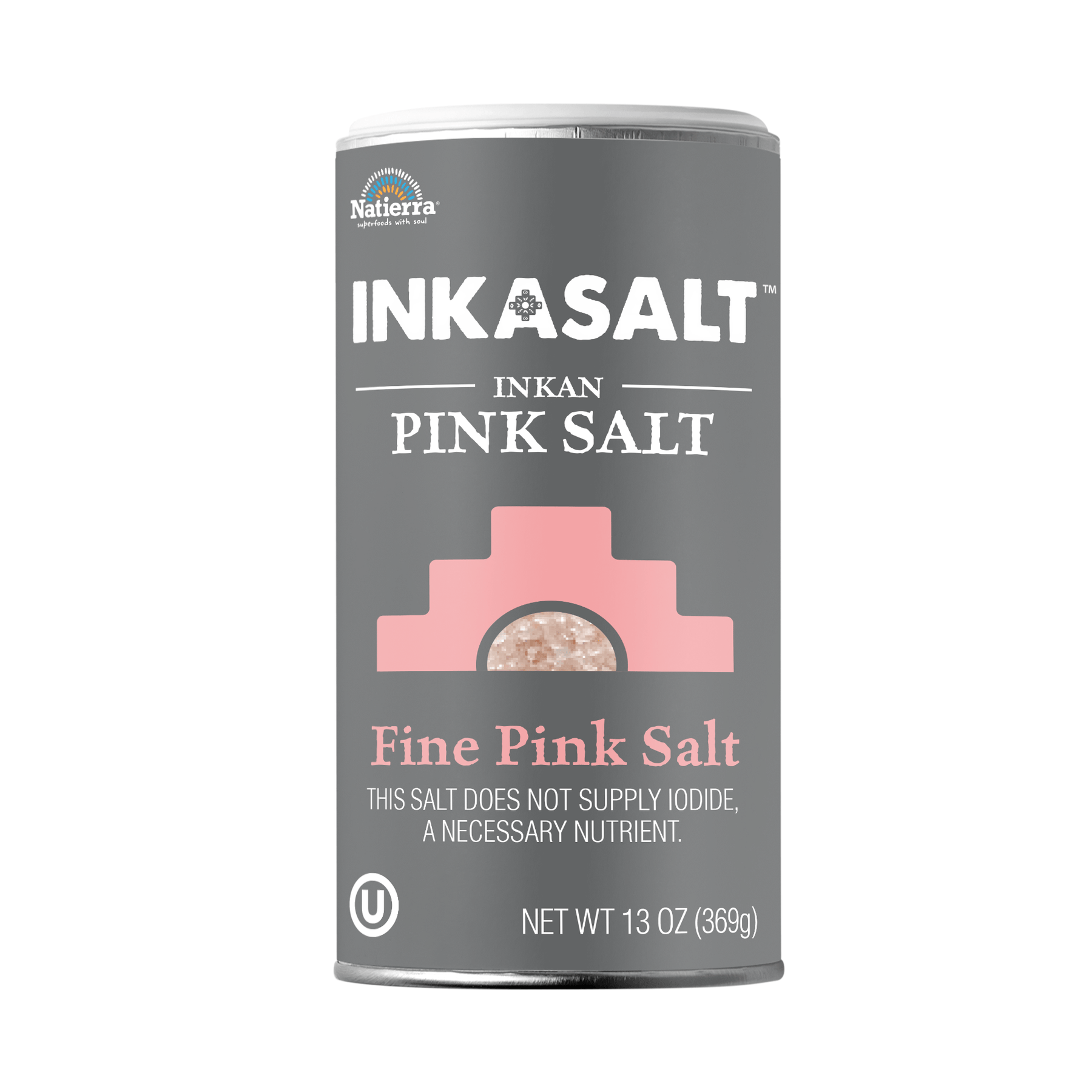 Natierra InkaSalt Fine Pink Salt 13 oz Shaker