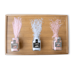 Wooden tray with Natierra's Gourmet Salt Trio