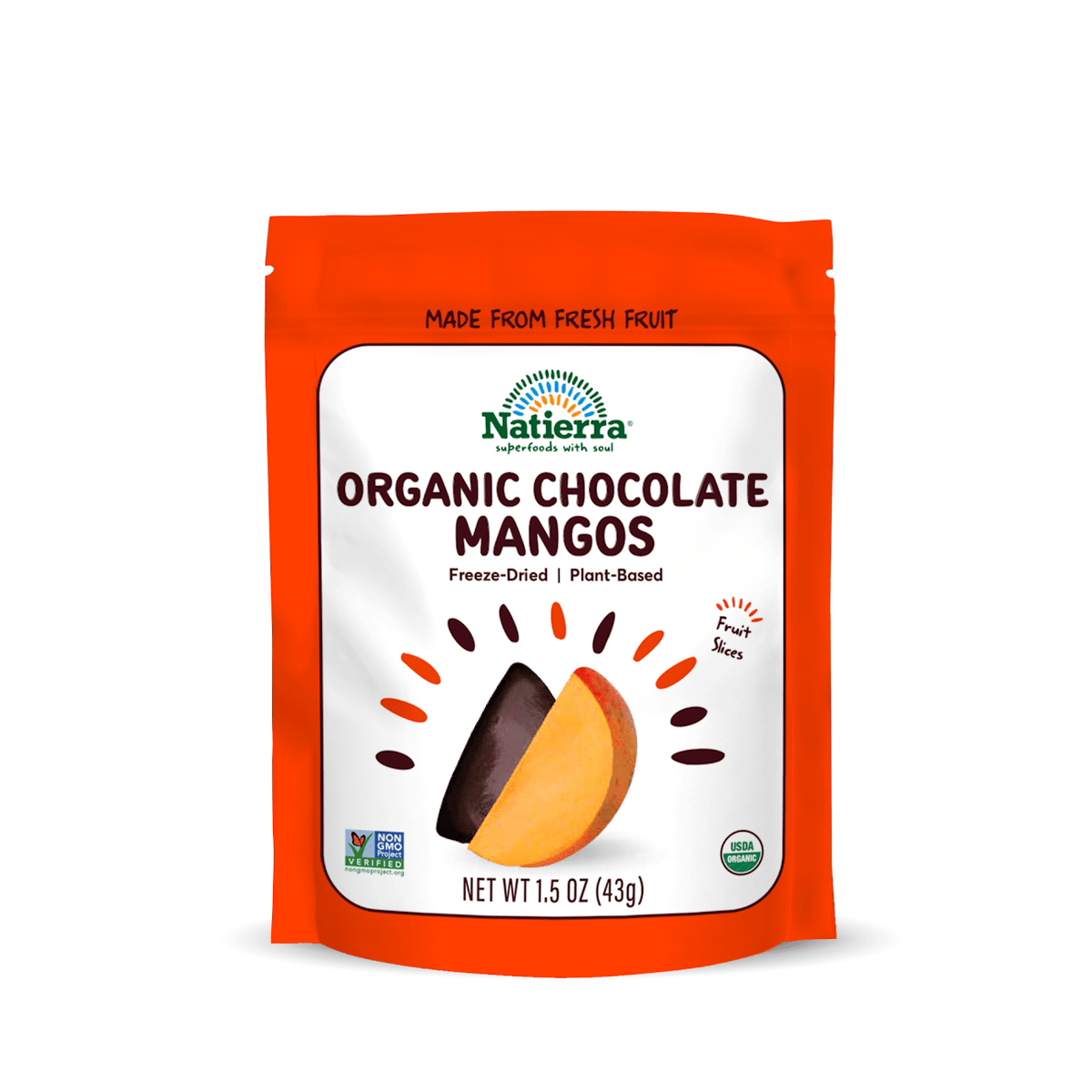 Natierra Organic Dark Chocolate Mango Slices 1.5 oz Bag