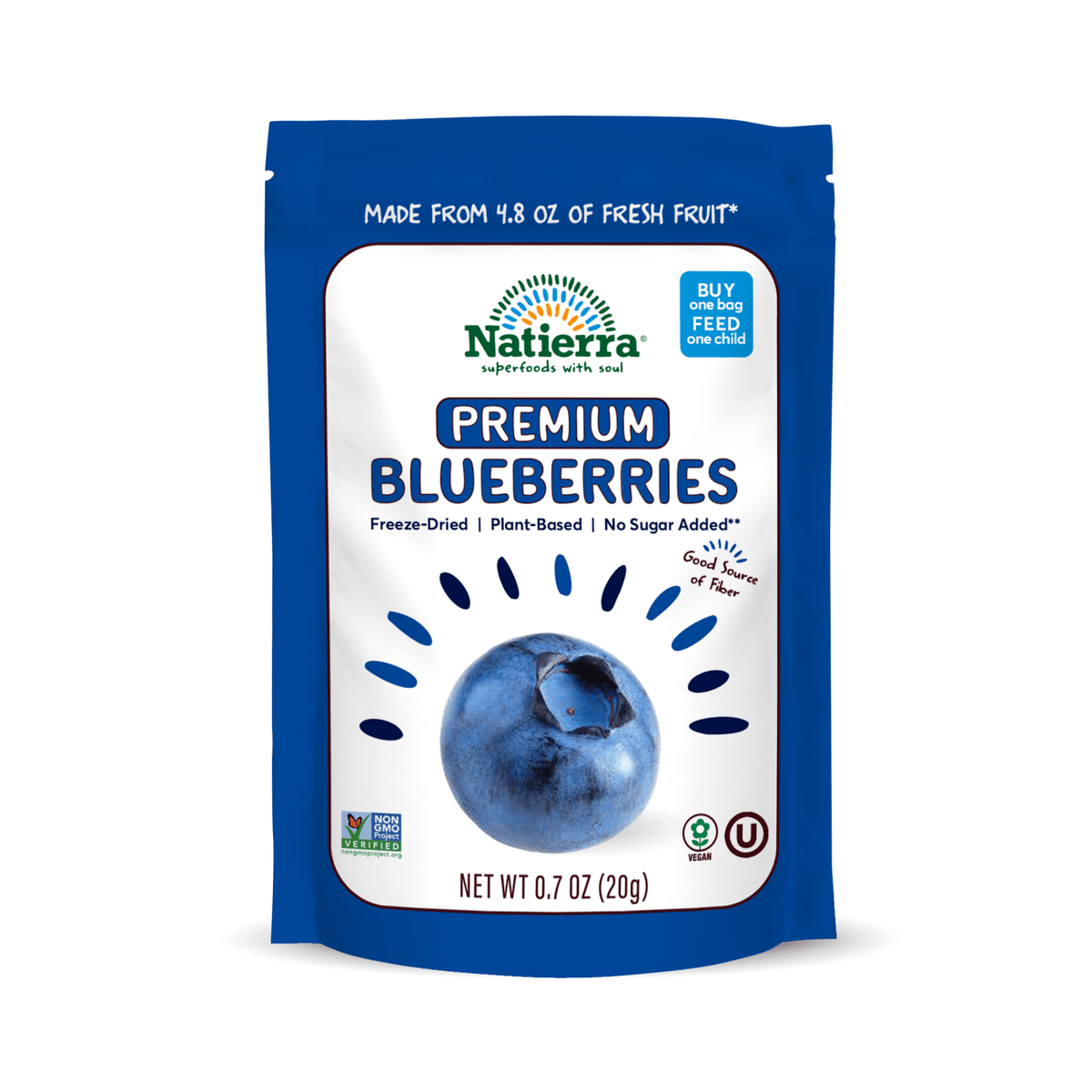 Natierra Premium Freeze-Dried Blueberries 0.7 oz Bag