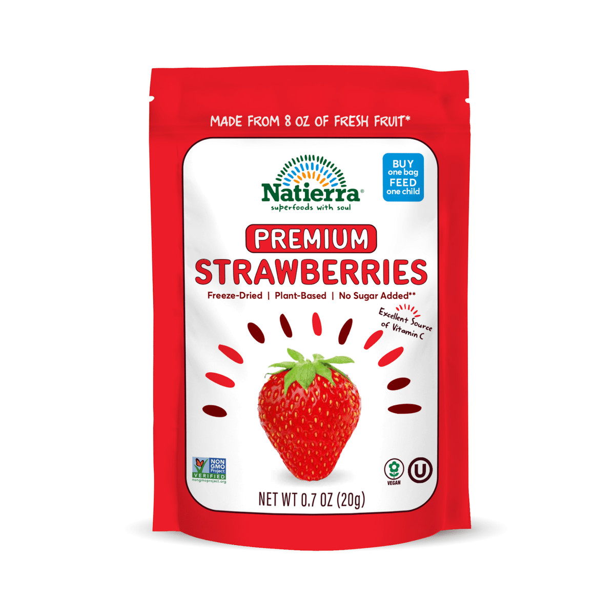 Natierra Premium Freeze-Dried Strawberries 0.7 oz Bag