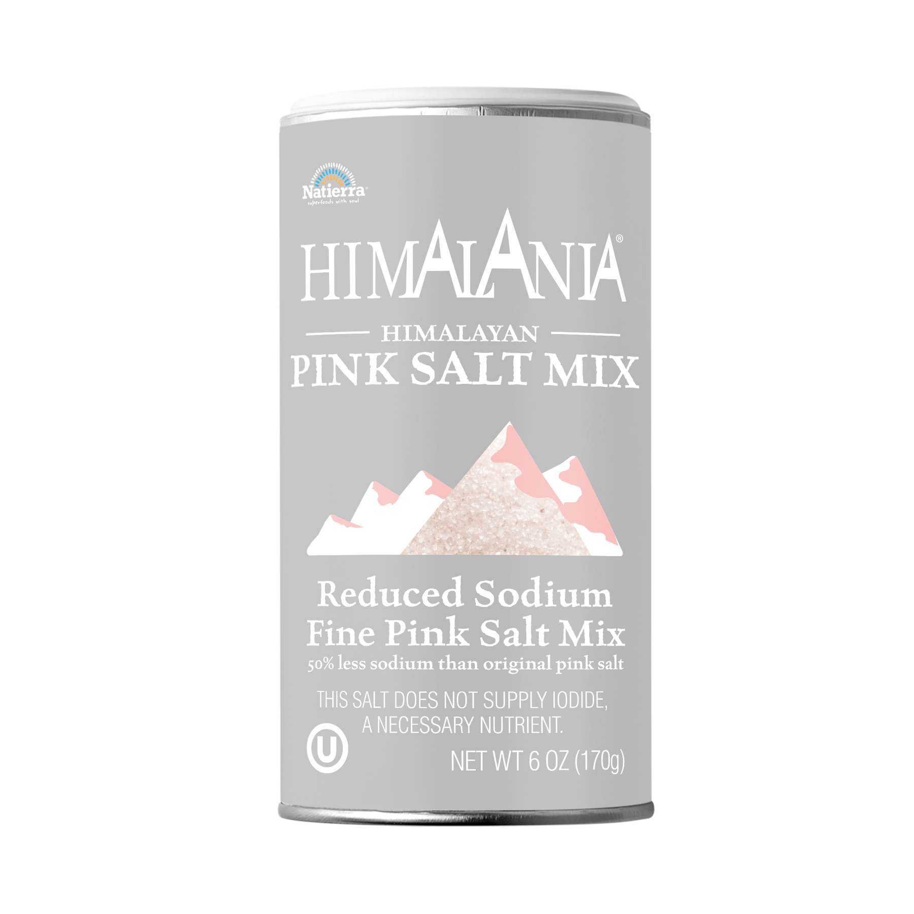Natierra Himalania Reduced Sodium Fine Pink Salt 6 oz shaker
