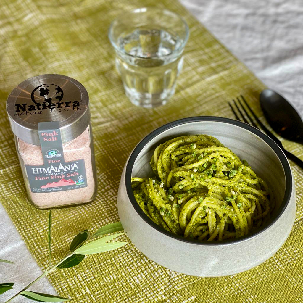 Easy Pistachio Pesto with Pink Himalania Salt