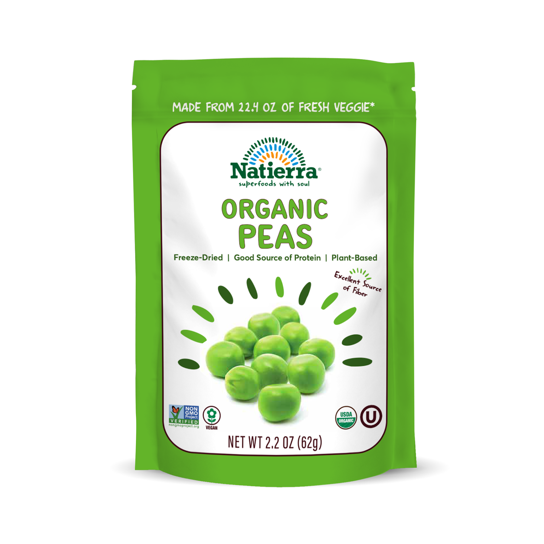 Natierra Organic Freeze-Dried Peas 2.2 oz bag