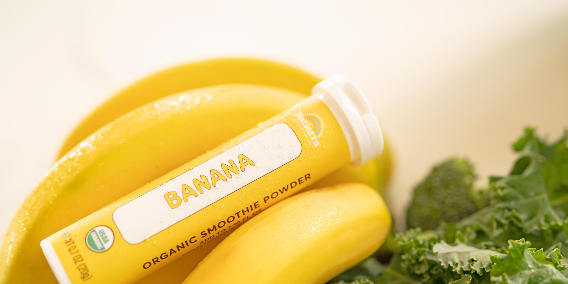 Banana Smoothie tube and Bananas and leaf lettuce