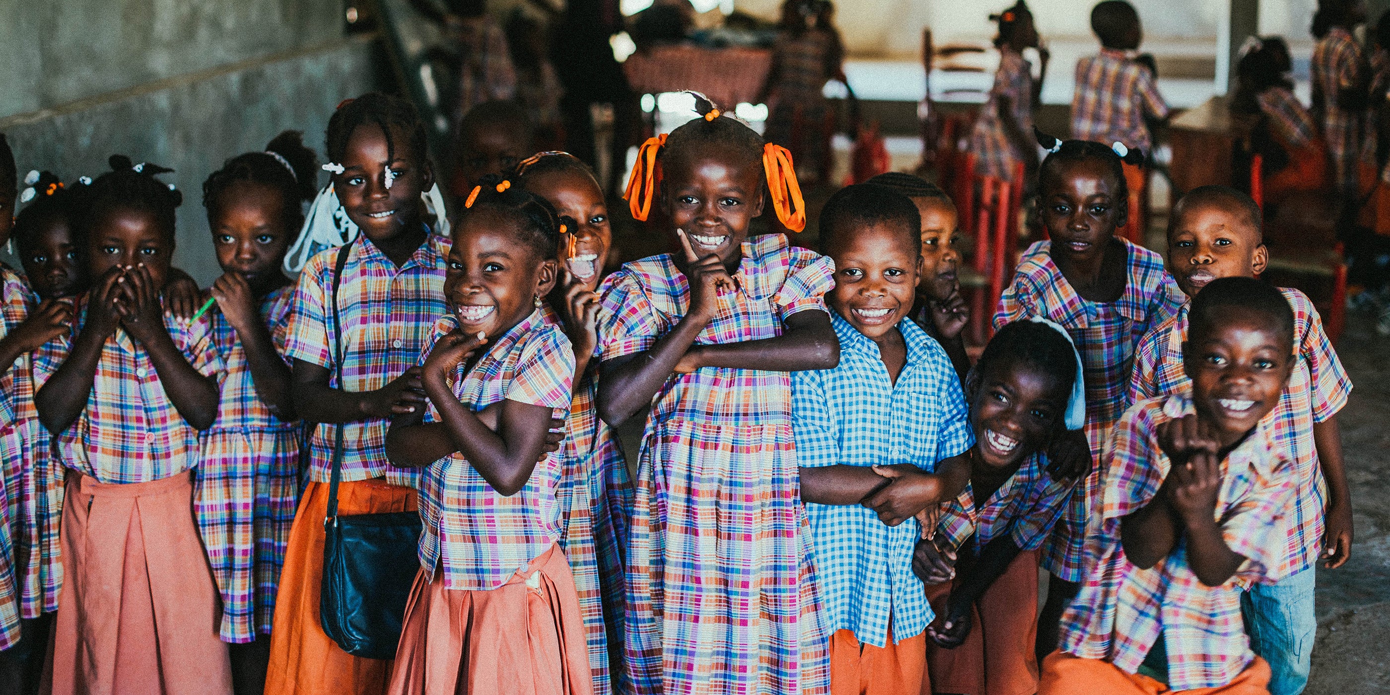 Kids at school smiling for picture