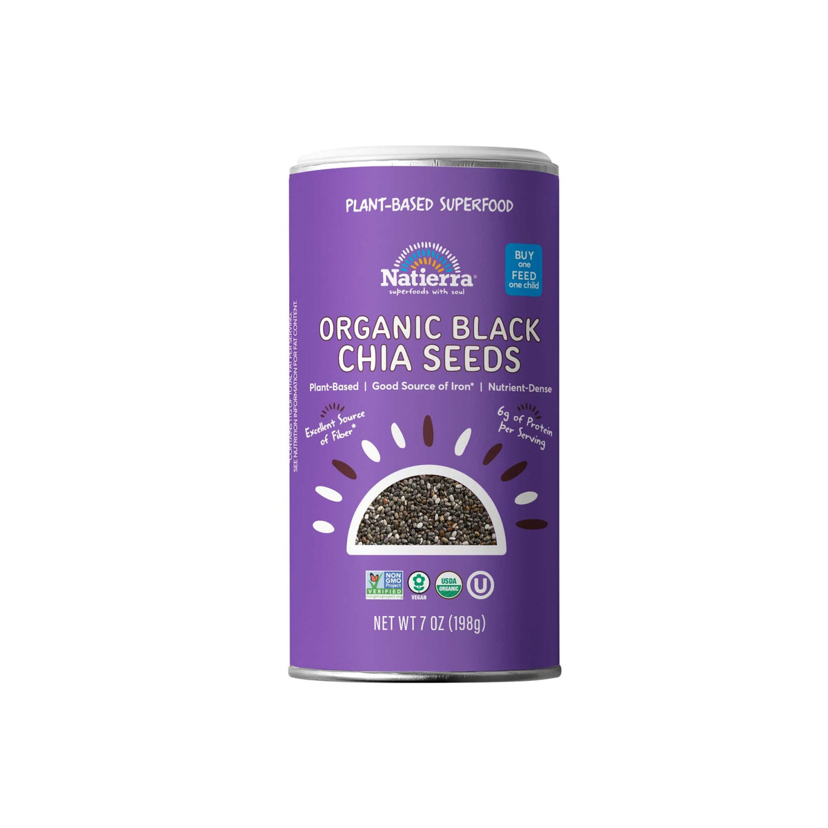 Natierra Organic Black Chia Seeds 7 oz shaker