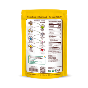Natierra Organic Freeze-Dried Pineapple bag with Nutrition facts, journey and main product claims