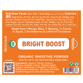 Natierra Bright Boost Smoothie Powder nutrition facts