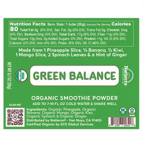 Natierra Green Balance Smoothie Powder nutrition facts