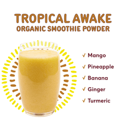 Natierra Tropical Awake Organic Smoothie  next to ingredients