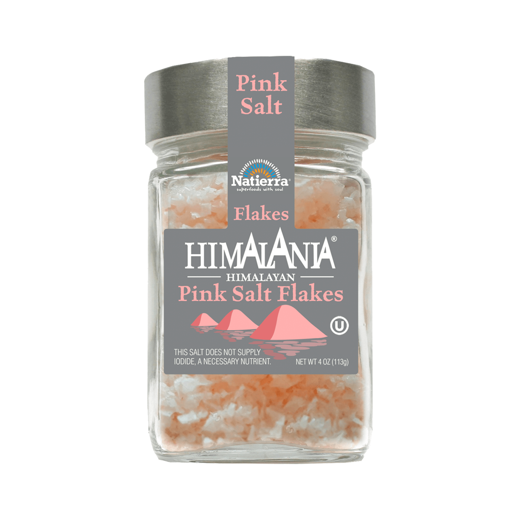 Natierra Himalania Pink Salt Flakes 4 oz jar 