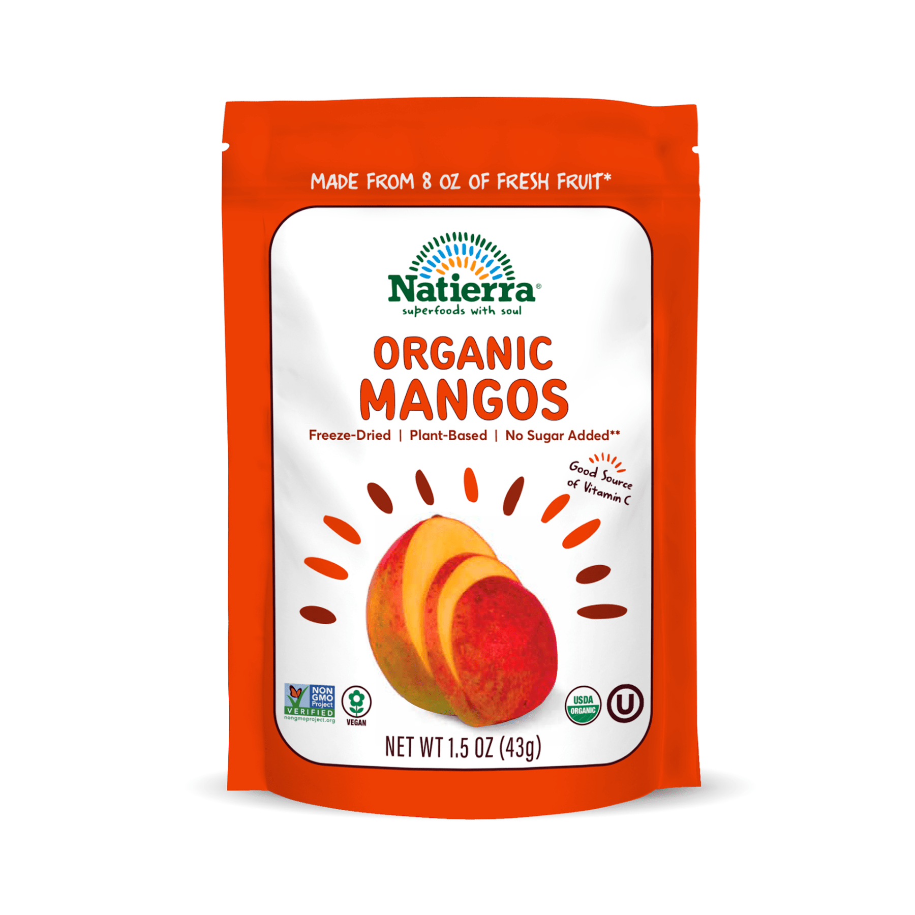 Natierra Organic Freeze-Dried Mangos 1.5 oz Bag 