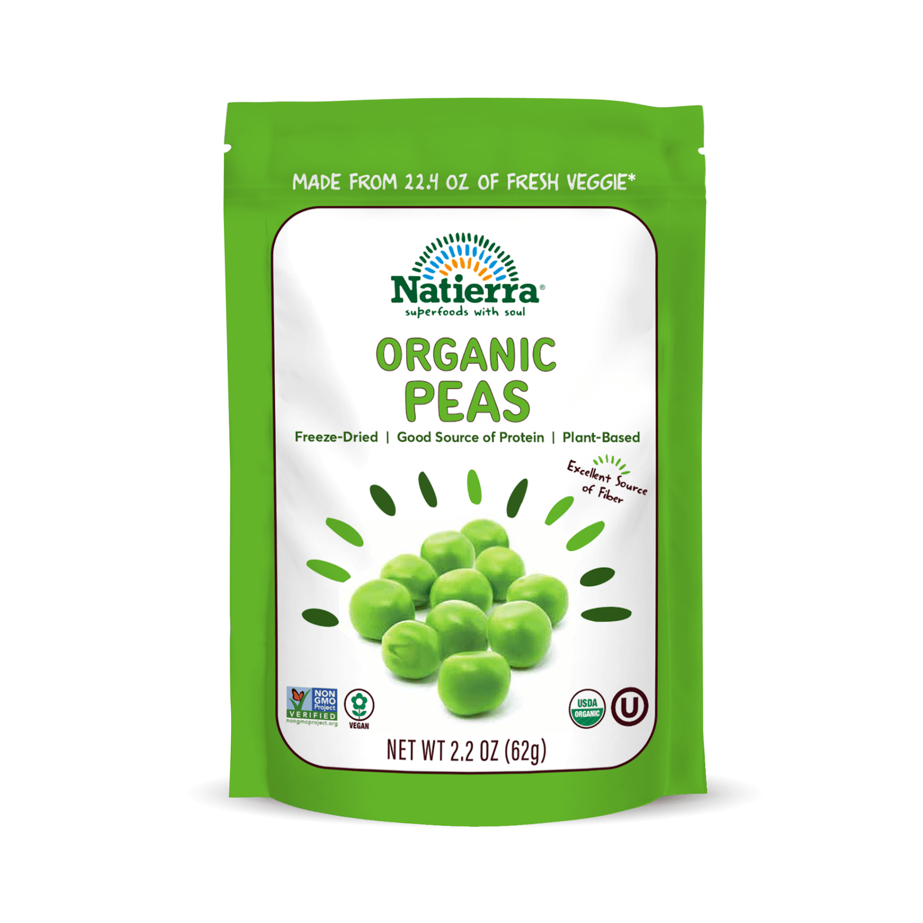 Natierra Organic Freeze-Dried Peas 2.2 oz Bag