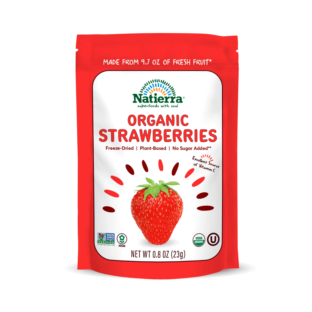 Natierra Organic Freeze-Dried Strawberries 0.8 oz Bag 