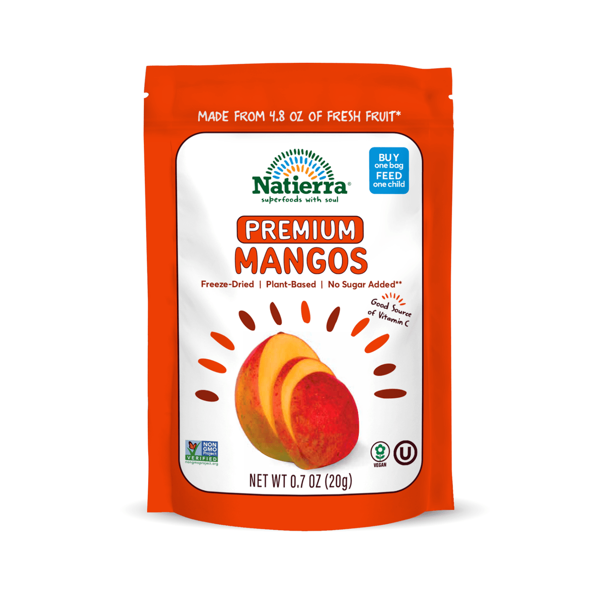 Natierra Premium Freeze-Dried Mangos 0.7 oz Bag 