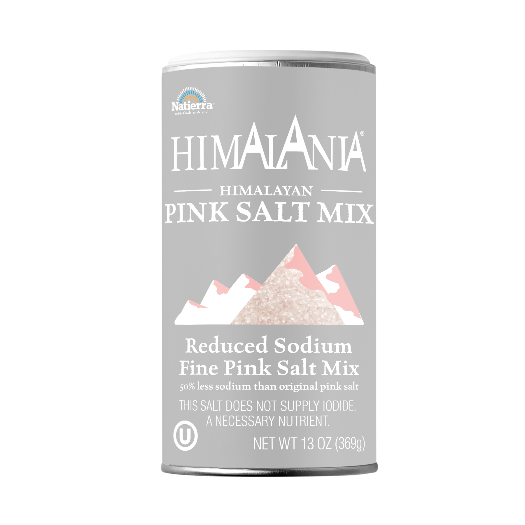 Natierra Himalania Reduced Sodium Fine Pink Salt  mix13 oz shaker
