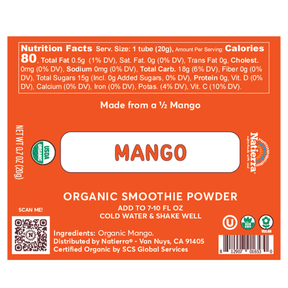 Natierra Organic Mango Smoothie Powder nutrition facts